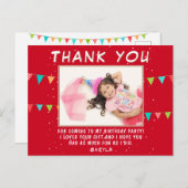 赤いバンティング国旗の誕生日写真ありがとう ポストカード (正面/裏面)