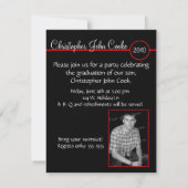 赤いバーのモノグラムの写真の招待状 招待状 (裏面)