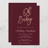 赤いバーガモダンンディ秋チックオーベビーシャワー 招待状 (正面/裏面)