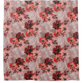 赤いバーガンディの花。 シャワーカーテン (正面)