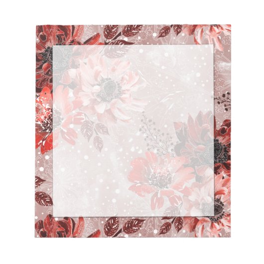 赤いバーガンディの花。 ノートパッド (正面)