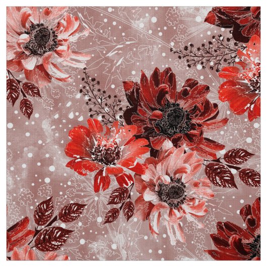 赤いバーガンディの花。 ファブリック (見本)