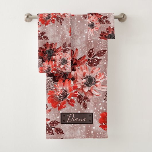 赤いバーゴーニュの花。 バスタオルセット (インサイチュ)