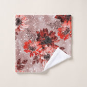 赤いバーゴーニュの花。 バスタオルセット (ウォッシュタオル)