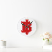 赤いバーツの印の฿のタイのお金の通貨の฿ ラウンド壁時計 (ホーム)