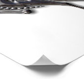 赤いバードブラックガラス ポスター (角)