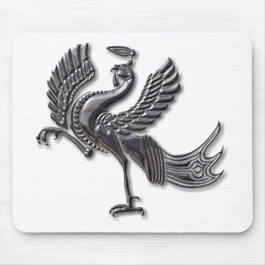 赤いバードブラックガラス マウスパッド (正面)