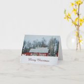 赤いバーンウィンターシーンクリスマスカード カード (黄色い花)