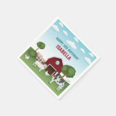 赤いバーンドルラルキッドとファーム動物の誕生日 スタンダードカクテルナプキン (角)