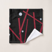 赤いバー、白いドット バスタオルセット (ウォッシュタオル)