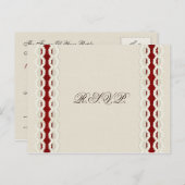 赤いバ素朴ラップとレースの国の結婚式 インビテーションポストカード (正面/裏面)