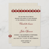 赤いバ素朴ラップとレースの国の結婚式 招待状 (正面/裏面)