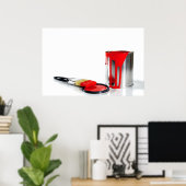 赤いバ絵を描ッケツとブラシ ポスター (ホームオフィス)