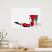 赤いバ絵を描ッケツとブラシ ポスター (キッチン)