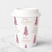 赤いパゴダのクリスマスツリーパターン 紙コップ (裏面)