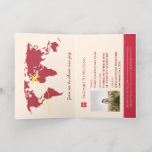 赤いパスポートのロゴ中国の結婚式招待状 箔シーズンカード (内側レイダウン)