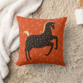 赤いパターンで北欧ポニーを移動 クッション (ブランケット)