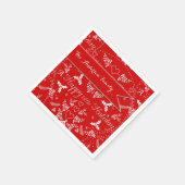 赤いパターンのクリスマス スタンダードカクテルナプキン (角)