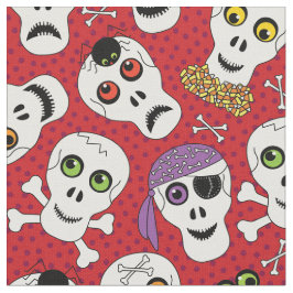 赤いパターンの面白いハロウィーンスカル ファブリック