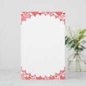 赤いパターン(の模様が)あるハート枠 便箋 (スタンド正面)