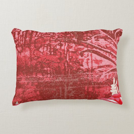 赤いパターン(の模様が)あるhを織り鮮やか込んだ織物 アクセントクッション (正面)