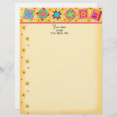 赤いパッチワークキルトブロックレターヘッド レターヘッド (正面/裏面)