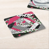 赤いパッチワーク人気がある、パッチワーク装飾用クッション スクエアペーパーコースター (アングル)