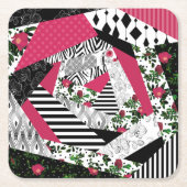 赤いパッチワーク人気がある、パッチワーク装飾用クッション スクエアペーパーコースター (正面)