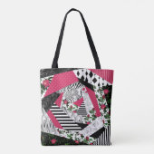 赤いパッチワーク人気がある、パッチワーク装飾用クッション トートバッグ (裏面)