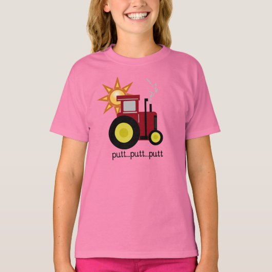 赤いパットのパットのトラクター Tシャツ (正面)