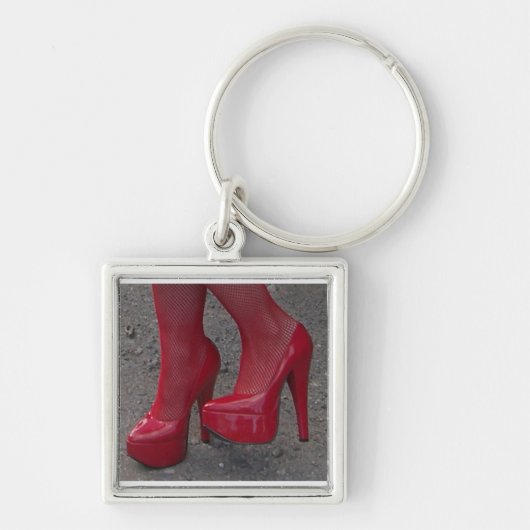 赤いパテント・レザーのハイヒールKeychain キーホルダー (正面)