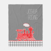 赤いパフィングスチームの列車のワミイクなグラフィック フリースブランケット (正面)