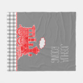 赤いパフィングスチームの列車のワミイクなグラフィック フリースブランケット (正面(横))