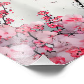 赤いパラソルの花で穏やかな芸者さくらんぼ フォトプリント            (角)