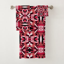 赤いパワー透視投影カラーグラデーション塗りつぶしアート バスタオルセット