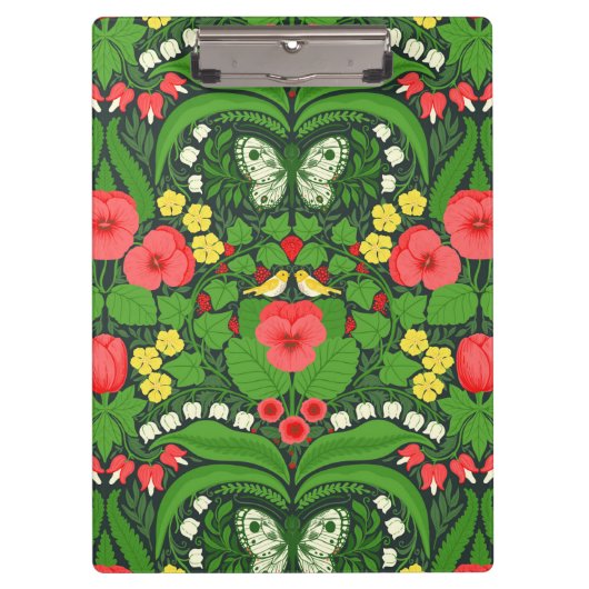 赤いパンジーと鳥と蝶 クリップボード (正面)