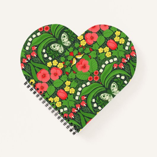 赤いパンジーと鳥と蝶 ノートブック (正面)