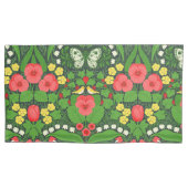 赤いパンジーと鳥と蝶 枕カバー (正面左)