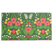 赤いパンジーと鳥と蝶 枕カバー (正面右)