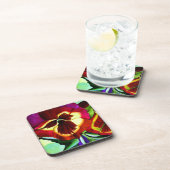 赤いパンジーの水彩花オリジナルアート コースター (右側)