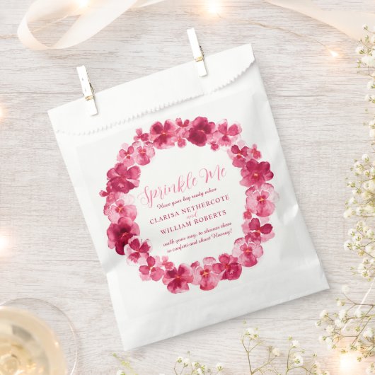 赤いパンジーの結婚水色の私の紙吹雪 フェイバーバッグ (クリップ留めされた状態)