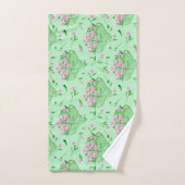 赤いパンジー緑のボウルと背景 バスタオルセット (ハンドタオル)