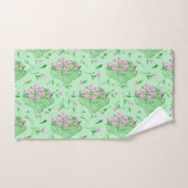 赤いパンジー緑のボウルと背景 バスタオルセット (ハンドタオル)