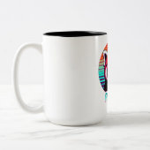 赤いパンダがサングラスで言葉をリラックス付け ツートーンマグカップ (左)