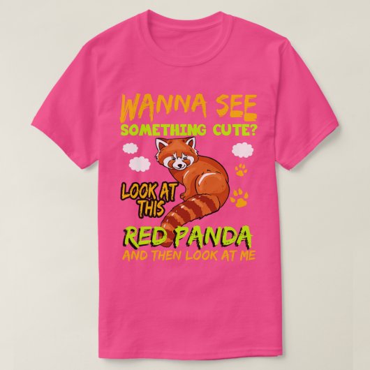 赤いパンダが可愛いものを見たい Tシャツ (デザイン正面)
