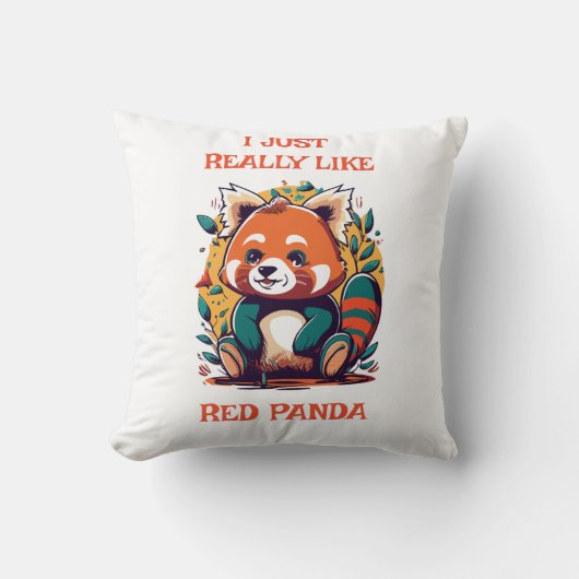 赤いパンダが大好き クッション (正面)