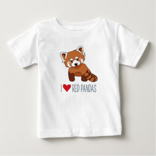 赤いパンダが好き-かわいい赤いパンダ ベビーTシャツ