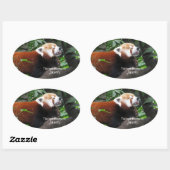 赤いパンダが舌を出した 楕円形シール (シート)