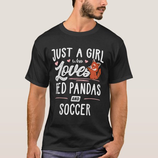 赤いパンダとサッカーが大好きな人 Tシャツ (正面)