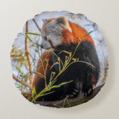 赤いパンダの丸い枕 ラウンドクッション (正面)